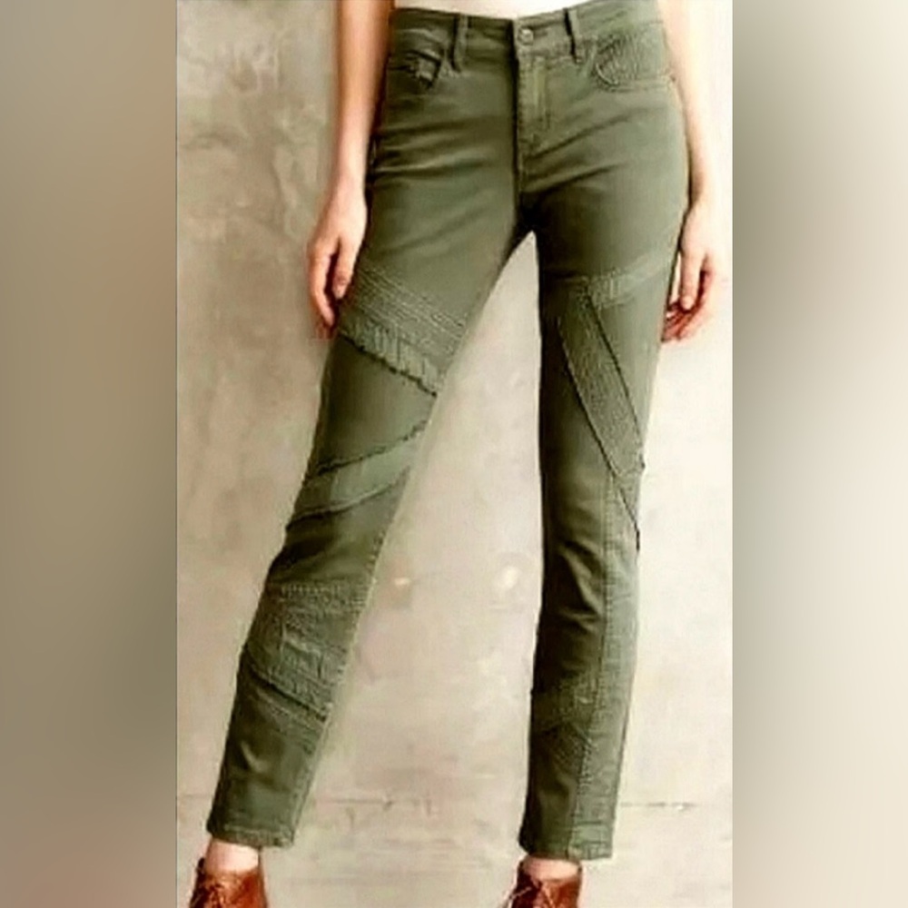Anthropologie Pilcro & The LetterPress Stet Slim 31 Green Utility Pants Midrise